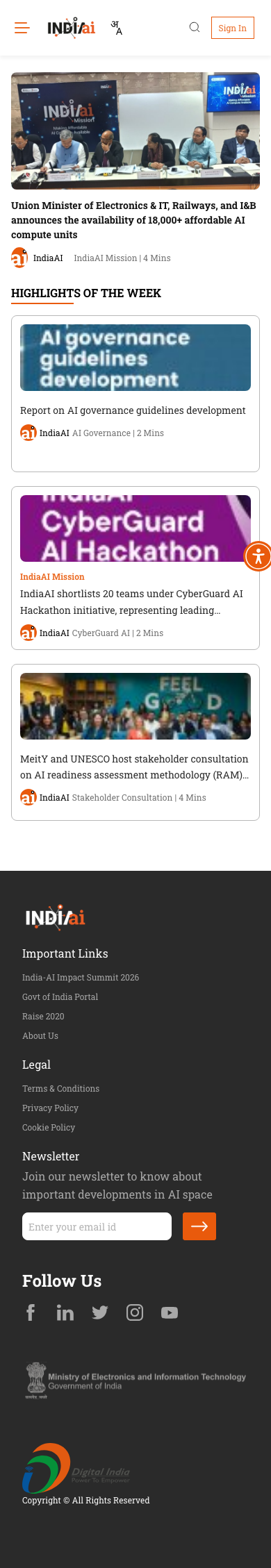 National AI Portal of India mobile preview